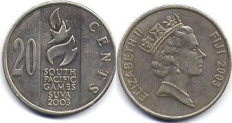 монета Фиджи 20 центов 2003