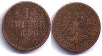 монета Франкфурт 1 геллер 1859