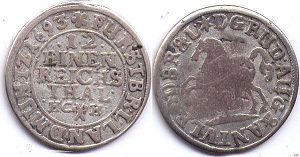 монета Брауншвейг-Вольфенбюттель 1/12 талера 1693