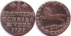 монета Брауншвейг-Вольфенбюттель 1 пфенниг 1797