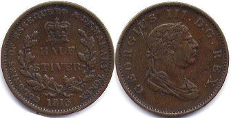 монета Эссекуибо и Демерара 1/2 стивера 1813