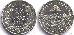 монета Гондурас 1/4 реала 1870