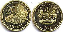монета Лесото 20 лисенте 1998