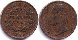 монета Саравак 1/2 цента 1870