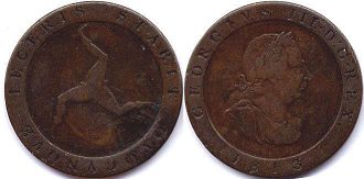 монета Остров Мэн 1/2 пенни 1813