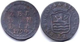 монета Зеландия 1 дуит 1794