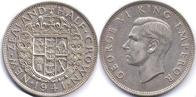 монета Новая Зеландия 1/2 кроны 1941