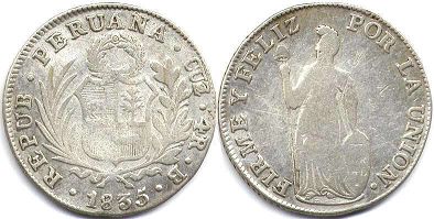 монета Перу 4 реала 1835