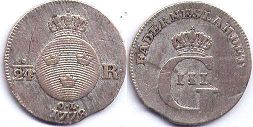 монета Швеция 1/24 риксдалера 1778