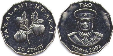 монета Тонга 50 сенити 2002