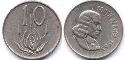 монета ЮАР 10 центов 1965
