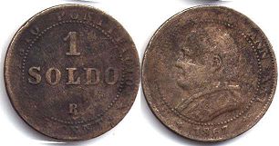 монета Папская область 1 сольдо 1867