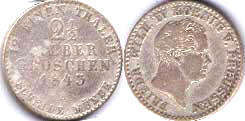монета Пруссия 2,5 грошена 1843