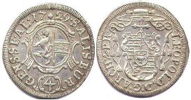 монета Зальцбург 4 крейцера 1729