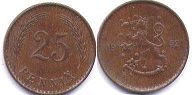 монета Финляндия 25 1 пенни 1942