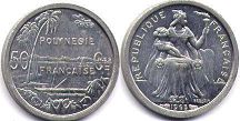 монета Французская Полинезия 50 сантимов 1965
