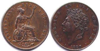 монета Великобритания 1/2 пенни 1827