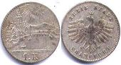 монета Франкфурт 1 крейцер без даты (1839)
