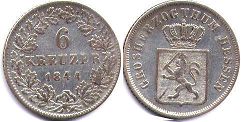 монета Гессен-Дармштадт 6 крейцеров 1844
