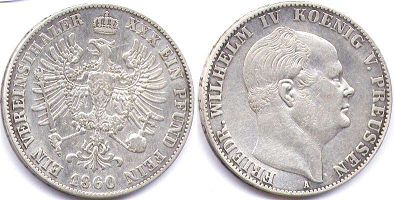 монета Пруссия 1 талер 1860