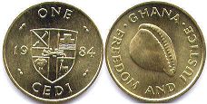 монета Гана 1 седи 1984