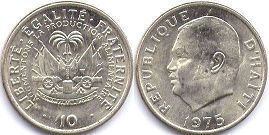 монета Гаити 10 сантимов 1975