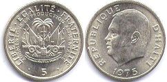 монета Гаити 5 сантимов 1975