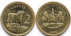 монета Лесото 2 лисенте 1992