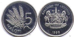 монета Лесото 5 малоти 1998