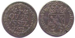 монета Оверэйссел 1 дуит 1753