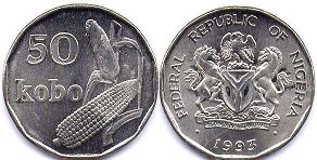 монета Нигерия 50 кобо 1993