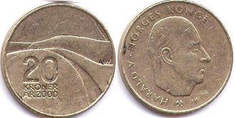 монета Норвегия 20 крон 2000