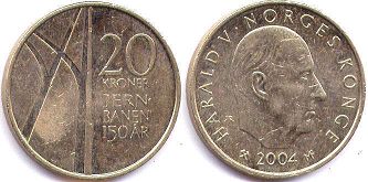 монета Норвегия 20 крон 2004