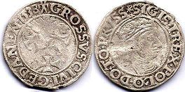 монета Данциг (Гданьск) 1 грош 1538