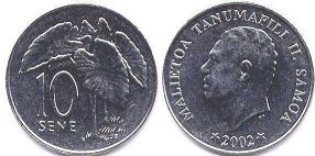 монета Самоа 10 сене 2002