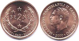 монета Самоа 2 сене 2000