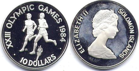 монета Соломоновы Oстрова 10 долларов 1984