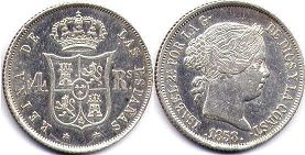 монета Испания 4 реала 1858