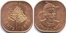 монета Свазиленд 2 цента 1975