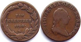монета Австрия 1 крейцер 1790