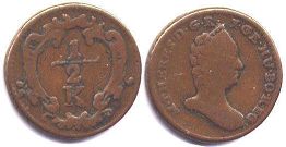 монета Австрия 1/2 крейцера без даты (1760)