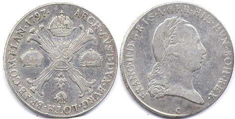 монета Австрийские Нидерланды 1 кроненталер 1797