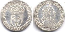 монета Франция 1/12 экю 1643