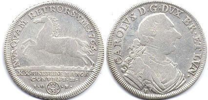 монета Брауншвейг-Вольфенбюттель 2/3 талера 1763