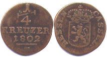 монета Гессен-Кассель 1/4 крейцера 1802