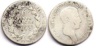 монета Пруссия 1/6 талера 1812