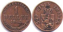 монета Гессен-Кассель 1 геллер 1863