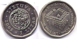 монета Литва 1 лит 2005