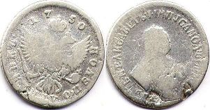 монета Россия 25 копеек 1750