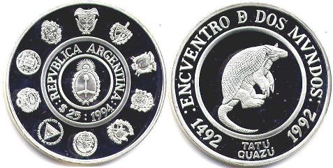 монета Аргентина 25 песо 1994